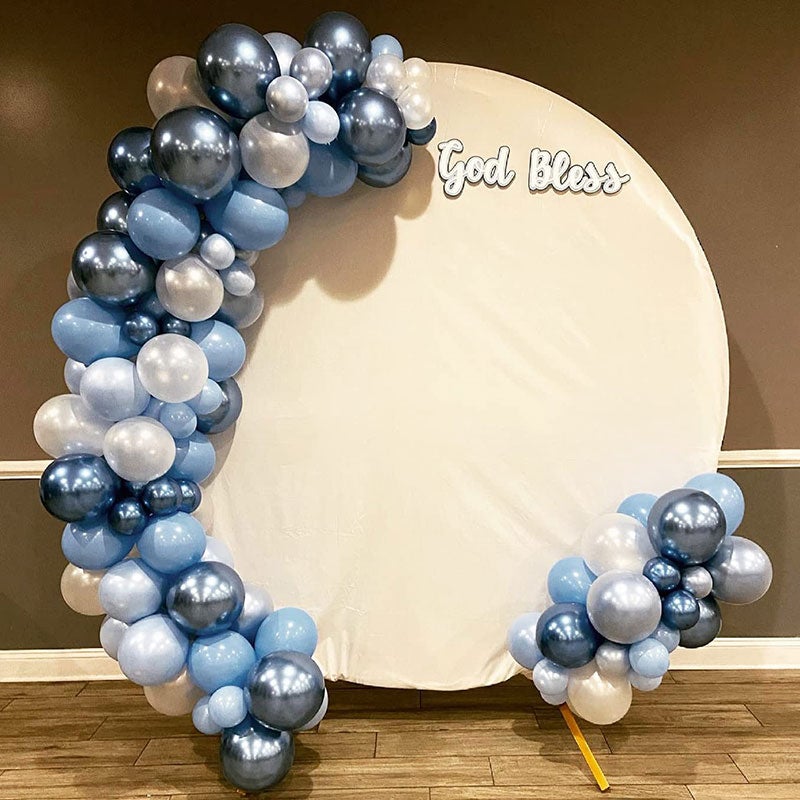 Lofaris White Polyester Round Backdrop Banner for Party Decoration