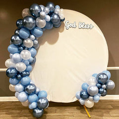 Lofaris White Polyester Round Backdrop Banner for Party Decoration