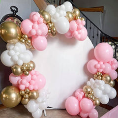 Lofaris White Polyester Round Backdrop Banner for Party Decoration
