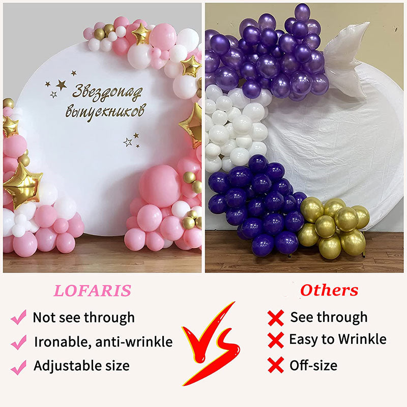 Lofaris White Simple Happy Birthday Round Backdrop for Party