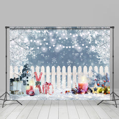 Lofaris White Snow Tree Fence Snowman Gift Backdrops