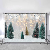 Lofaris White Snowflake And Tree Glitter Christmas Backdrop