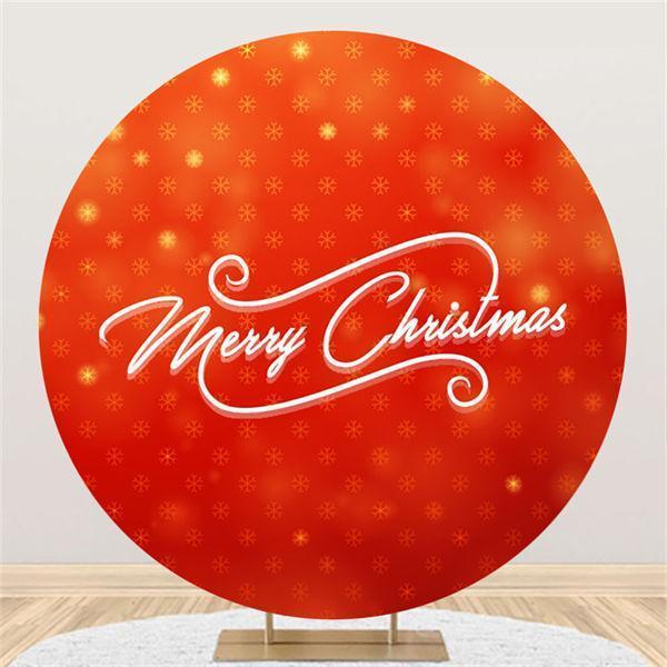 Lofaris White Snowflake Red Bokeh Merry Christmas Round Backdrop