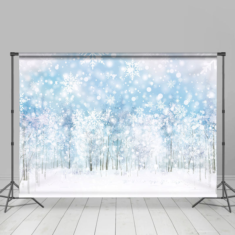Lofaris White Snowy Forest Winter Scenery Photo Backdrops