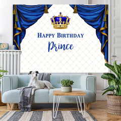 Lofaris White Square And Crown Prince Happy Birthday Backdrop