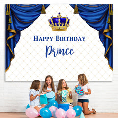 Lofaris White Square And Crown Prince Happy Birthday Backdrop