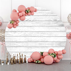 Pink Floral And Blue Sky Round Baby Shower Backdrop
