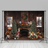 Lofaris White Winter With Christmas Element Wooden Backdrop