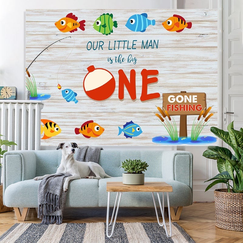 Lofaris White Wood 1st Boy Birthday Photoshoot Backdrop