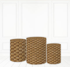 Lofaris Wicker Pattern Plinth Cover Soft Color Cake Table