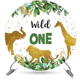 Lofaris Wild One Glitter Animals Round Happy Birthday Backdrop