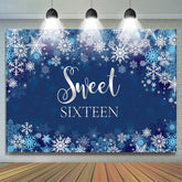 Lofaris Winter Blue Snowflake Boy Sweet Sixteen Birthday Backdrop