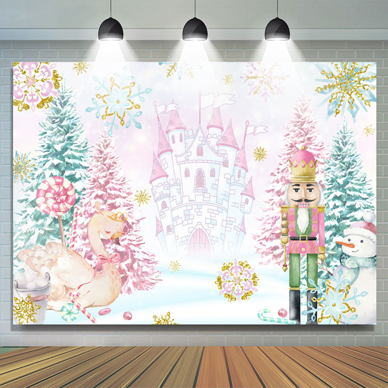 Lofaris Winter Candy Land With Castle Snowy Holiday Backdrop