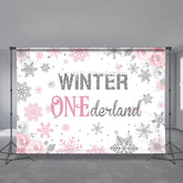 Lofaris Winter Floral Pink Photoshoot Backdrop for Baby Shower