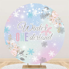 Lofaris Winter One Derland Colorful Round 1st Birthday Backdrop