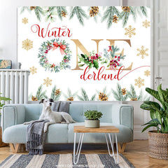 Lofaris Winter Onederland Christmas Happy Birthday Backdrop