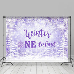 Lofaris Winter Onederland Purple Snowflake Birthday Backdrops