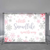Lofaris Winter Pink Floral Snowflakes Photoshoot Backdrop for Girls