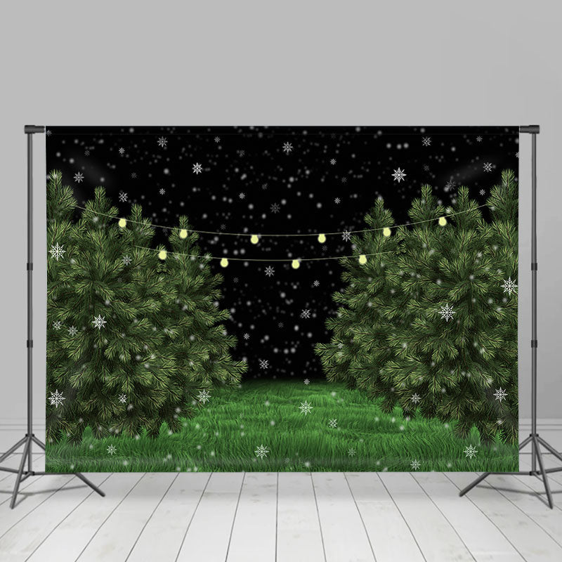 Lofaris Winter Snowflake Night Lights Tree Backdrops