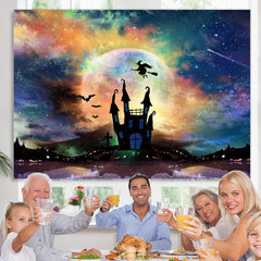 Lofaris Witch Bat Castle Moon Scary Night Halloween Party Backdrop