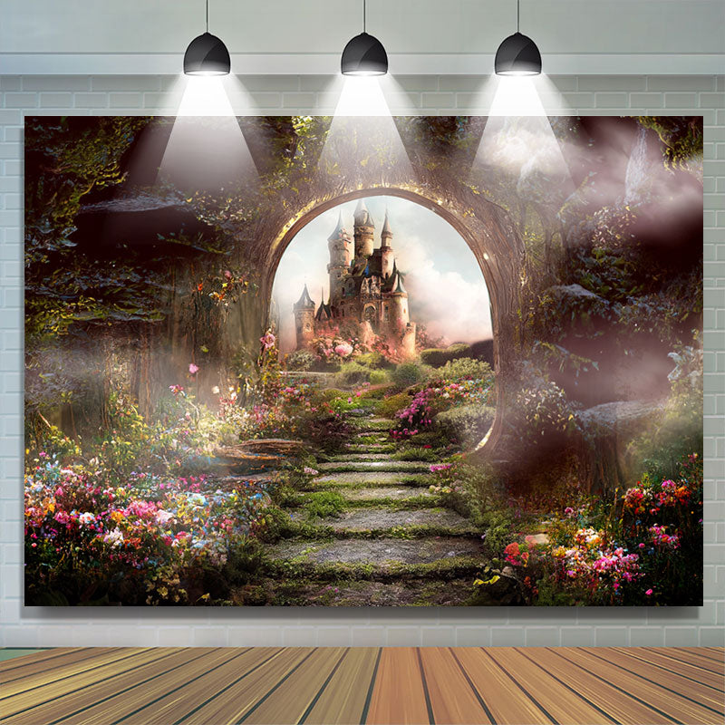 Lofaris Wonderland Castle Floral Forest Spring Backdrop
