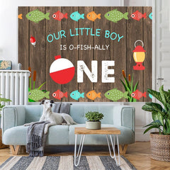 Lofaris Wood Gone Fishing Photoshoot backdrop for 1st Birthday