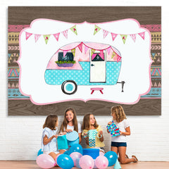 Lofaris Wood Graffiti Cute Pink and Bule Car Backdrop for Kids
