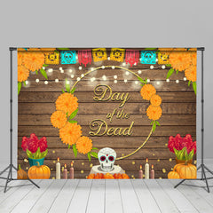 Lofaris Wooden and Orange Flowers Mexican Fiesta Backdrops
