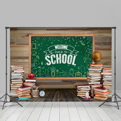 Lofaris Wooden Blackboard and Books Back to School Backdrop