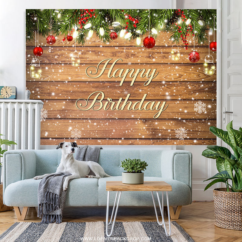 Lofaris Wooden Christmas Winter Snowflake Birthday Backdrop