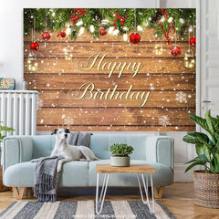 Lofaris Wooden Christmas Winter Snowflake Birthday Backdrop