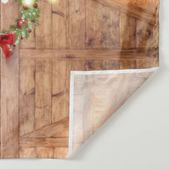 Lofaris Wooden Door With Christmas Wreath Light Holiday Backdrop