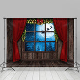 Lofaris Wooden House With Snowy Night Merry Christmas Backdrop