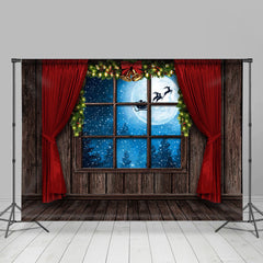 Lofaris Wooden House With Snowy Night Merry Christmas Backdrop