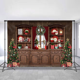 Lofaris Wooden Storage Cabinet Tableware Christmas Backdrop