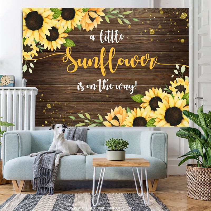 Lofaris Wooden Sunflower Is On The Way Baby Shower Backdrop
