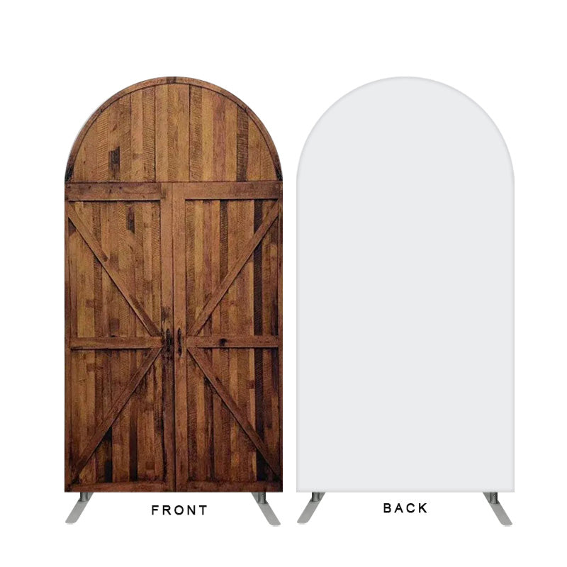 Lofaris Wooden Theme Dark Brown Double Sided Arch Backdrop