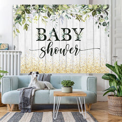 Lofaris Wooden Wihite and Golden Boken Baby Shower Backdrop