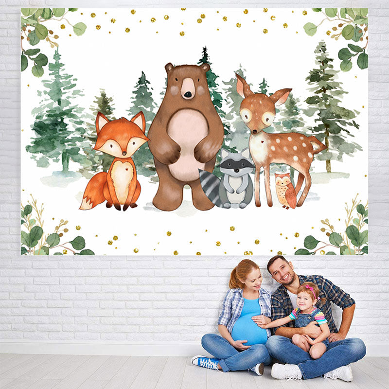 Lofaris Woodland Animals Jungle Theme Baby Shower Backdrop