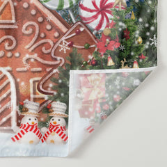 Lofaris Xmas Tree Cartoon Gingerbread House Christmas Backdrop