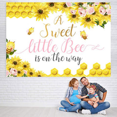 Lofaris Yellow And Pink Flowers Bee Theme Baby Shower Backdrop
