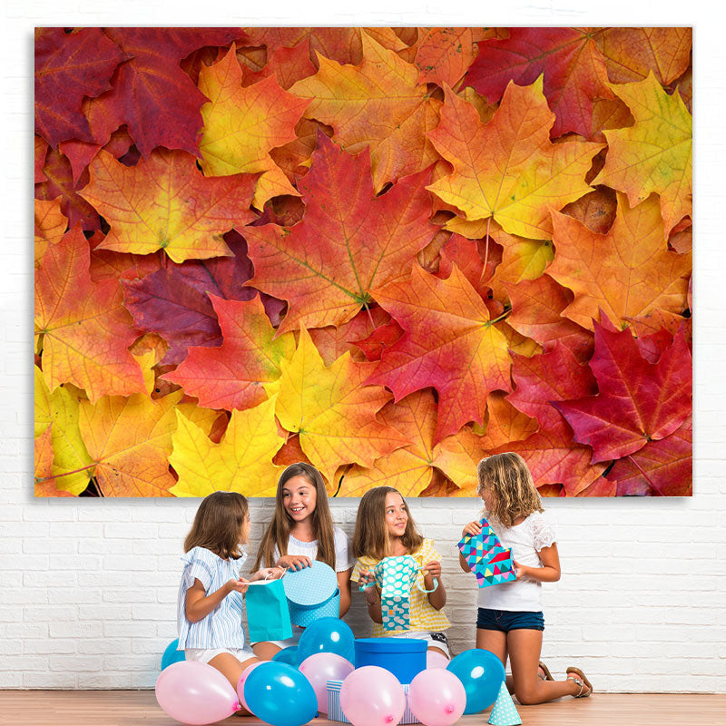 Lofaris Yellow And Red Leaves Simple Fall Party Backdrop for Photo