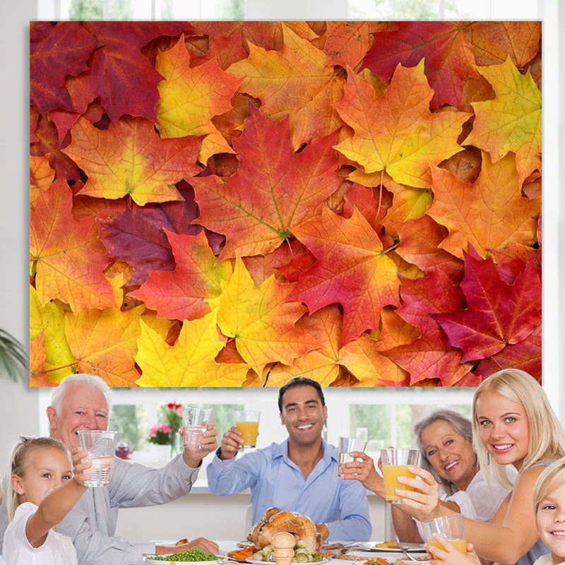 Lofaris Yellow And Red Leaves Simple Fall Party Backdrop for Photo