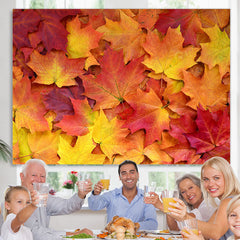 Lofaris Yellow And Red Leaves Simple Fall Party Backdrop for Photo