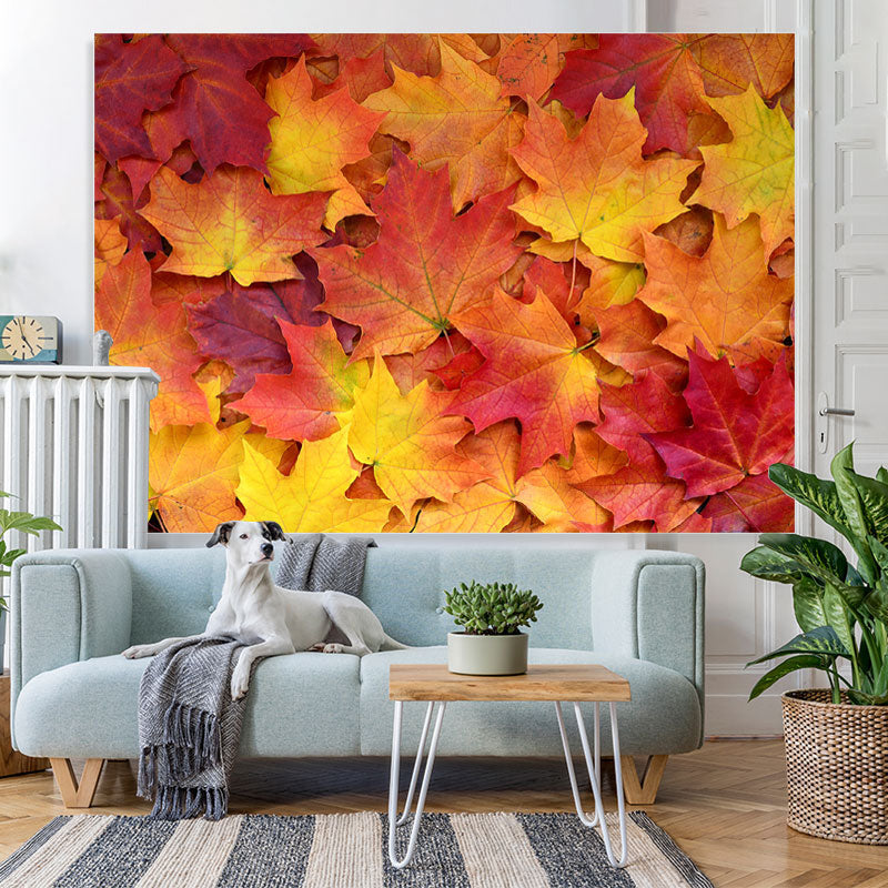 Lofaris Yellow And Red Leaves Simple Fall Party Backdrop for Photo