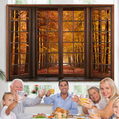 Lofaris Yellow autumn scenery wood Windows deciduous Backdrop