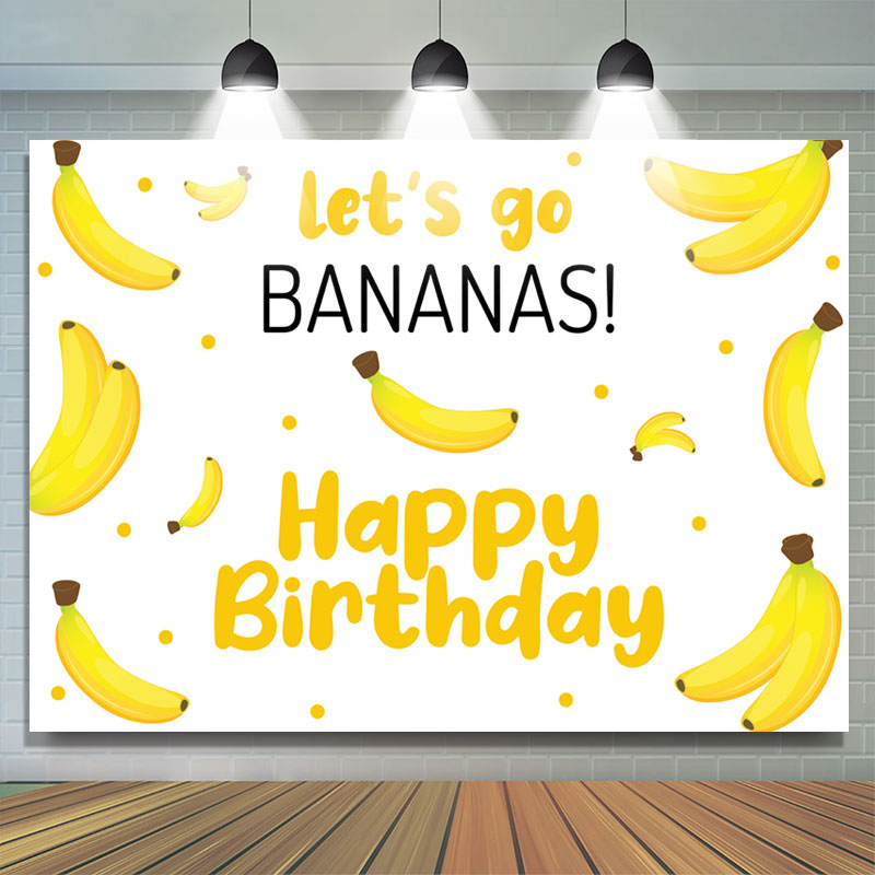 Lofaris Yellow Bananas Simple Happy Birthday Party Backdrop