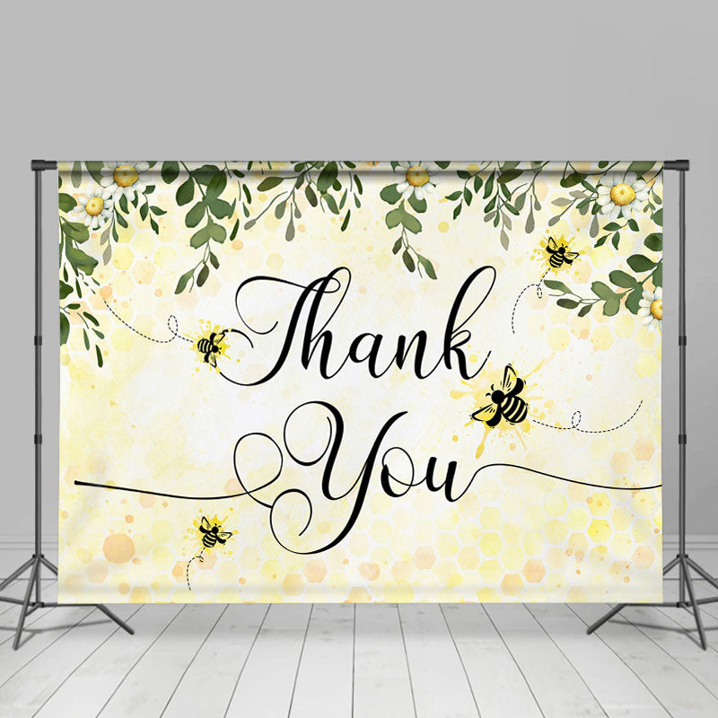 Lofaris Yellow Bee And Flowers Thank You Mothers Day Backdrop