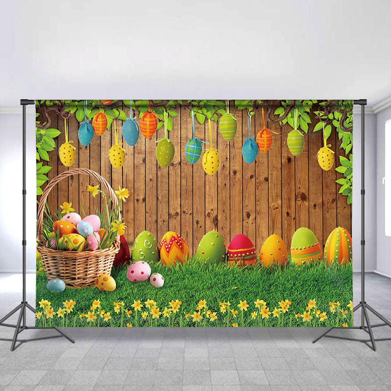 Lofaris Yellow Floral Easter Eggs Glass Backdrop For Party