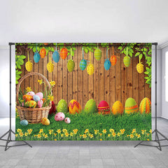 Lofaris Yellow Floral Easter Eggs Glass Backdrop For Party